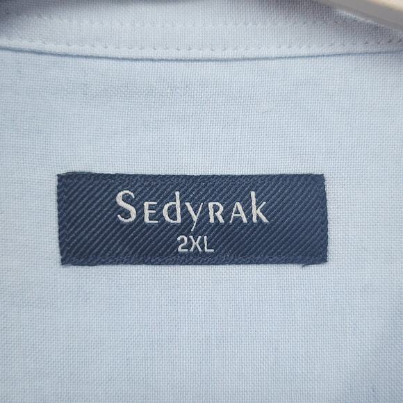 NWT Sedyrak Mens Dress Shirt 2XL Blue Linen Blend Short Sleeve Button Down Soft - Picture 9 of 12